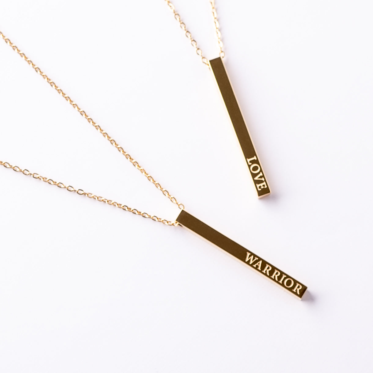 Warrior Survivor Bar Necklace in gold – affirmation jewelry for healing, strength, and self-worth by Worthy Wands