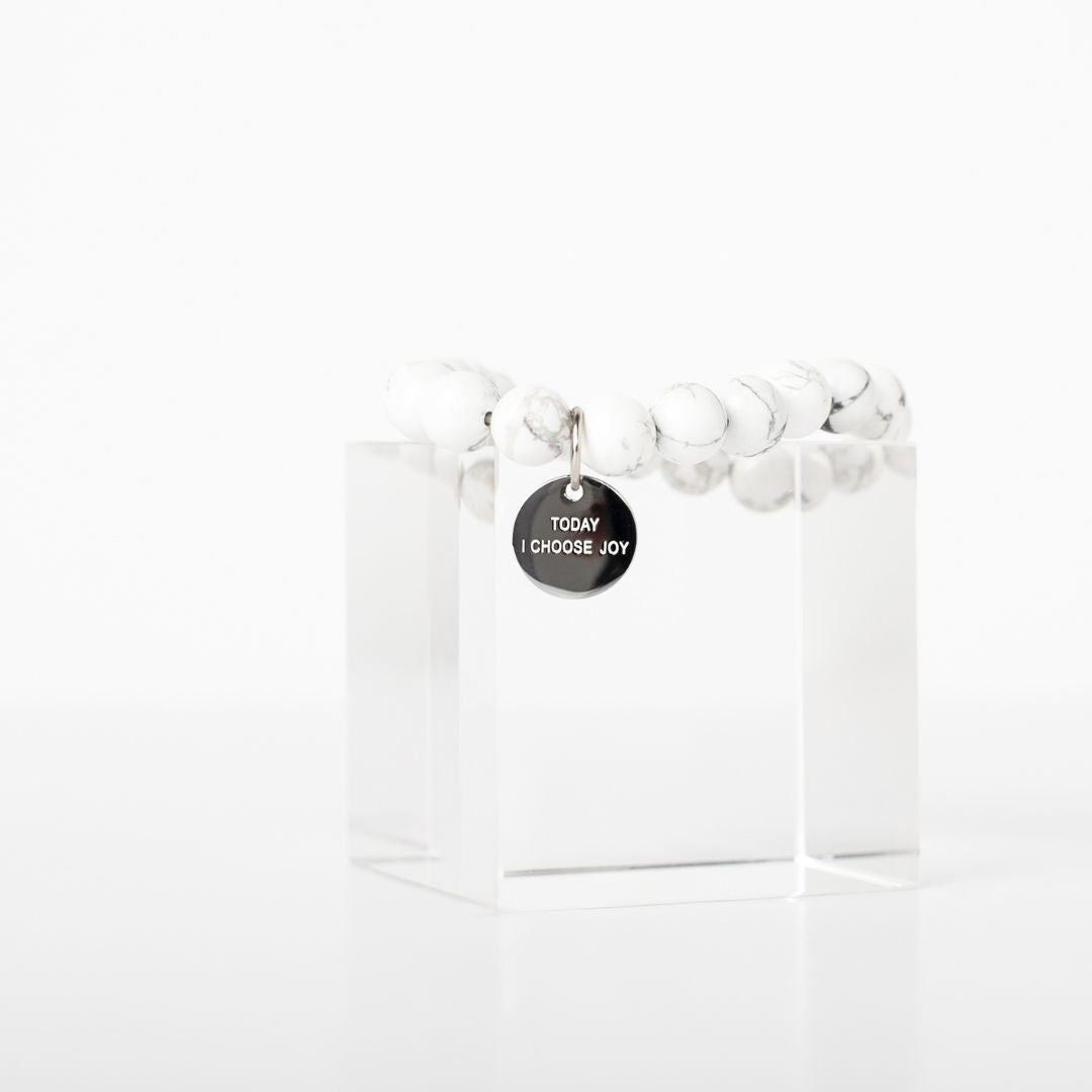 White Turquoise Affirmation Bracelet – self-love and empowerment jewelry to inspire daily joy by Worthy Wands