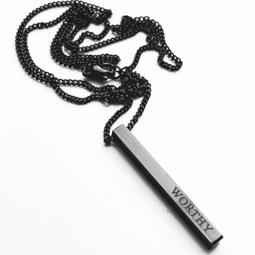 Mens Black Necklace, Warrior necklace, Black bar necklace, Worthy Necklace, Men's jewelry, bar necklace, motivational jewelry, mental health jewelry