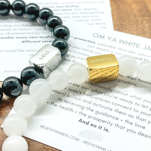 white jade Bracelets, healing bracelets, beaded bracelets, motivational bracelets, warrior bracelet, worthy bracelet, love bracelet, mantra bands, worthy wands, white jade bracelets, inspirational jewelry, crystal bracelets, stacking bracelets 
