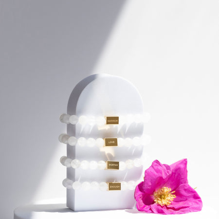 Bracelets en cristal de jade blanc et d'onyx noir